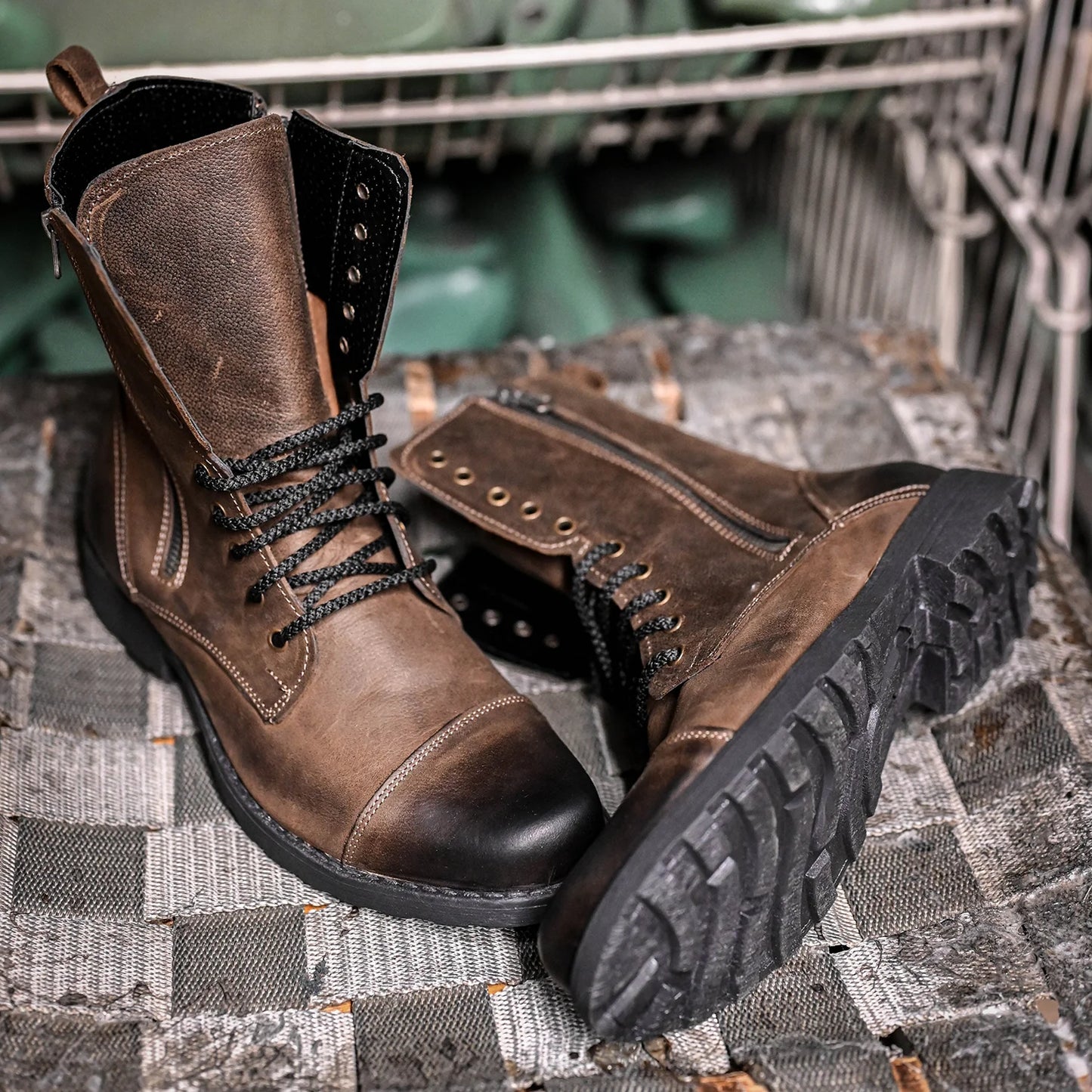 Pánské kožené boty Landon Hnědé – ručně šité vysoké boty z italské kůže | KarolShoes