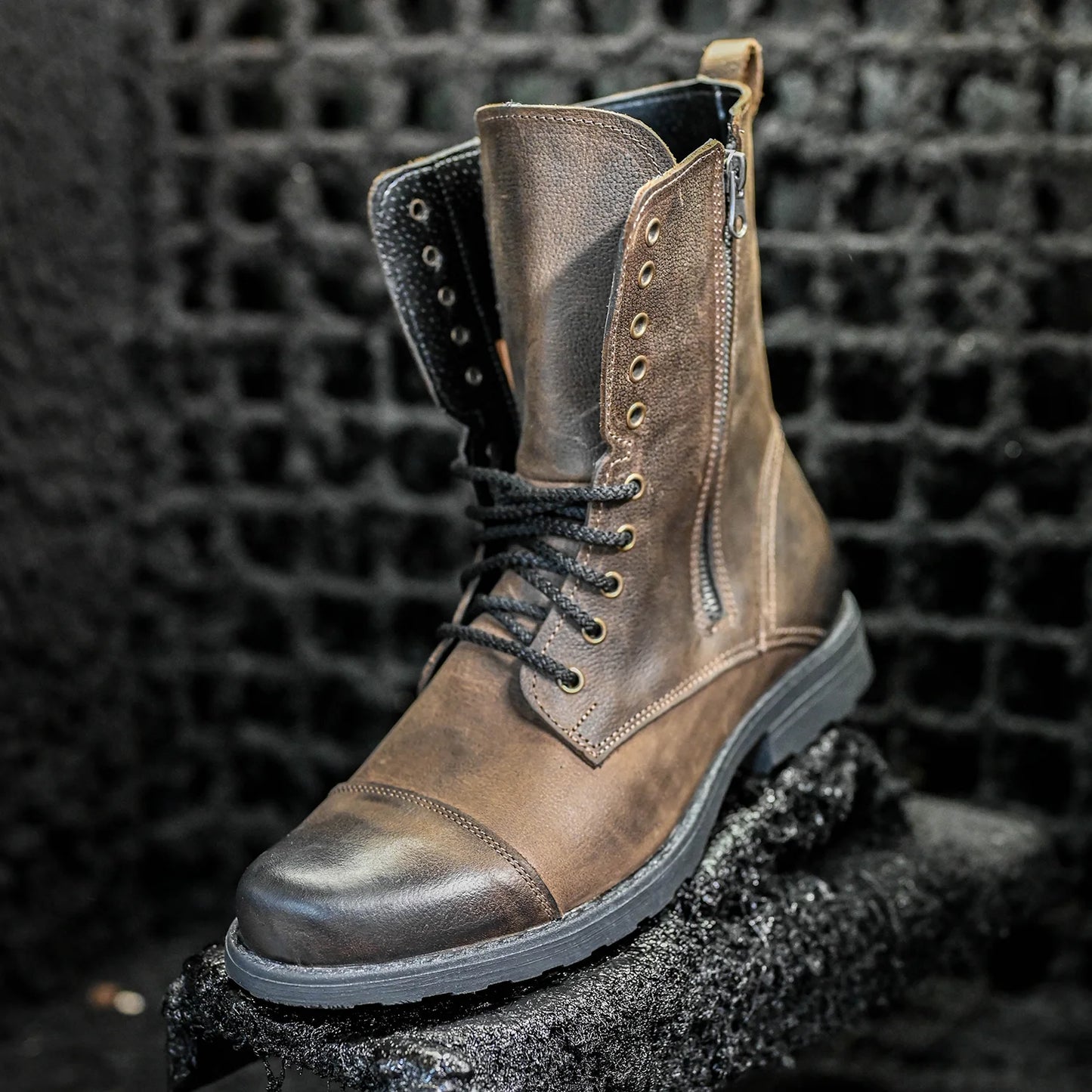Pánské kožené boty Landon Hnědé – ručně šité vysoké boty z italské kůže | KarolShoes