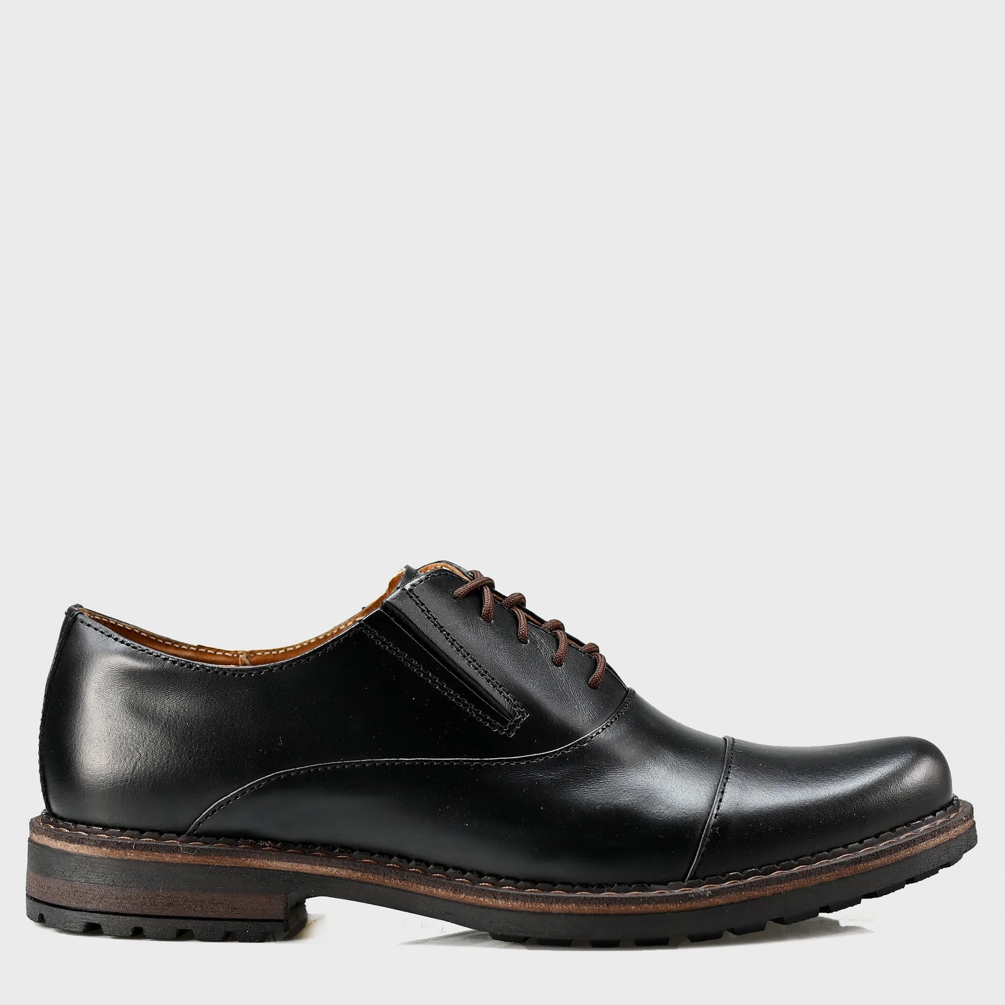 Pánské kožené derby polobotky Enzo – ručně šité černé | KarolShoes