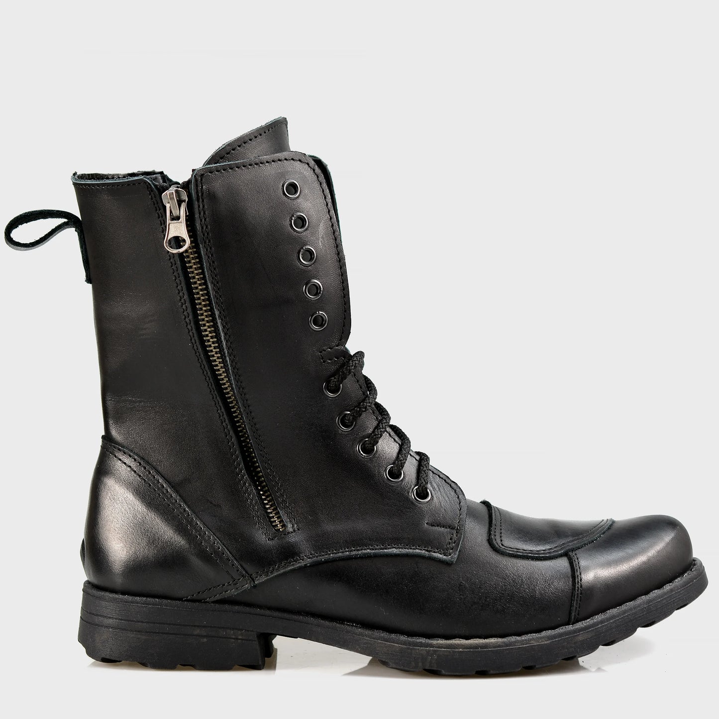 Black Leather Men’s Motorcycle Boots – Hunter | KarolShoes