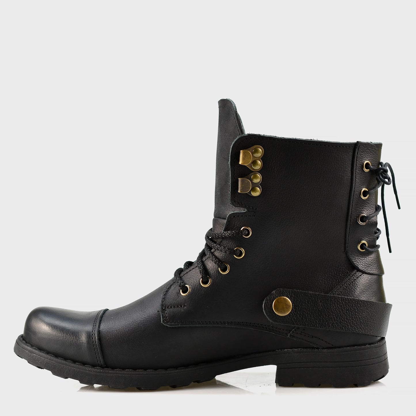 Handmade Black Leather Men’s Combat Boots – Fabian | KarolShoes