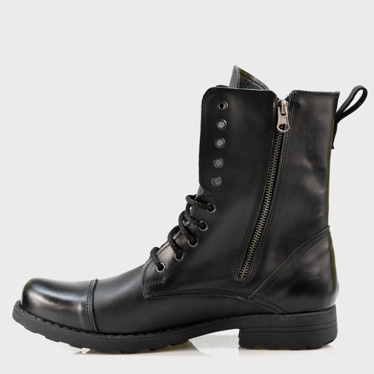 Handmade Black Leather Men’s Combat Boots – Landon | KarolShoes