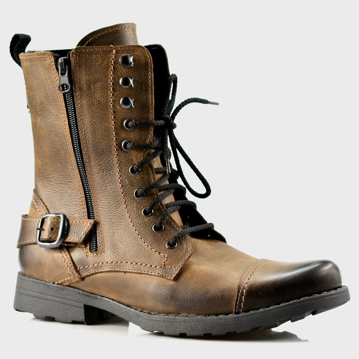 Pánské vysoké kožené boty Noah Hnědé – ručně šité z prémiové kůže | KarolShoes