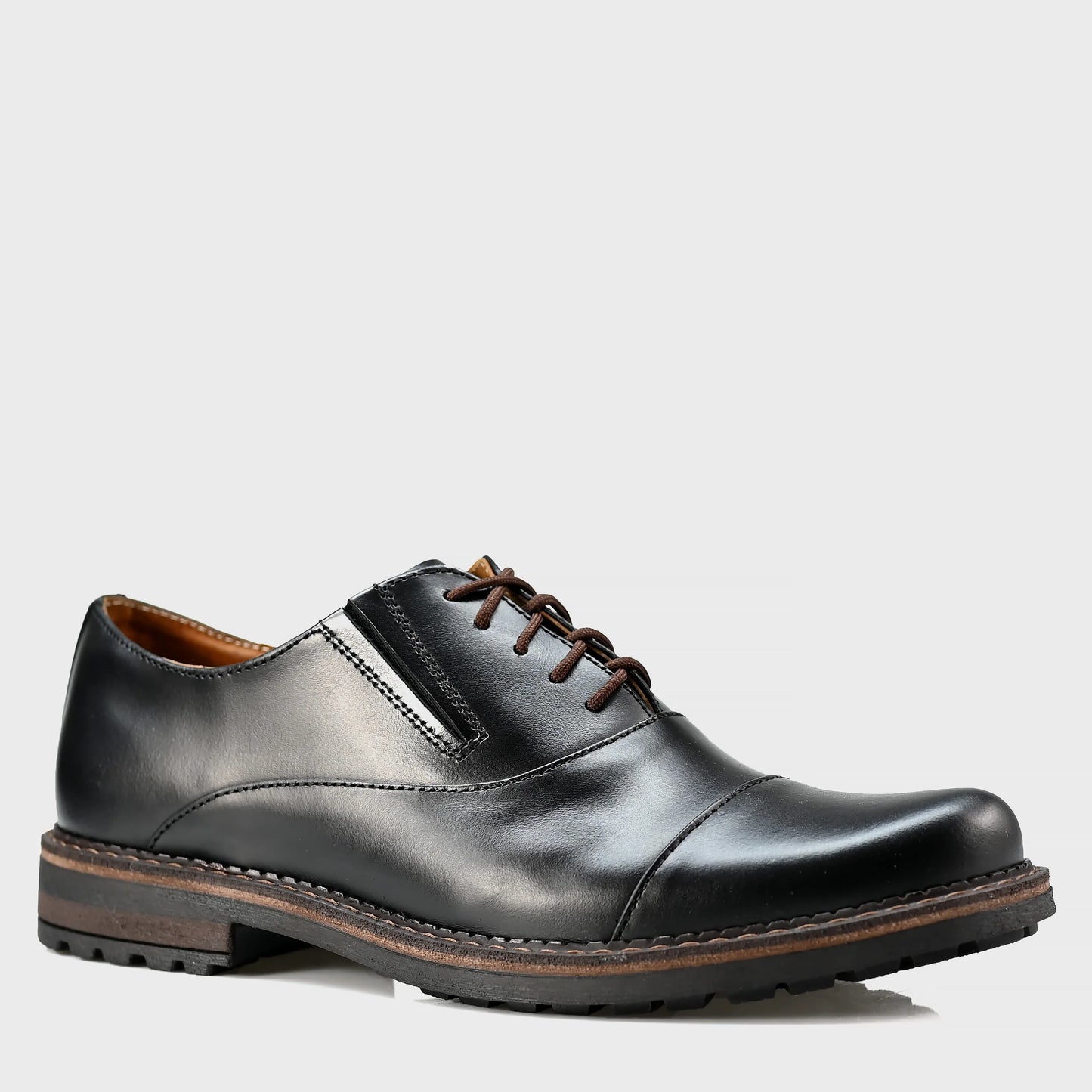 Pánské kožené derby polobotky Enzo – ručně šité černé | KarolShoes