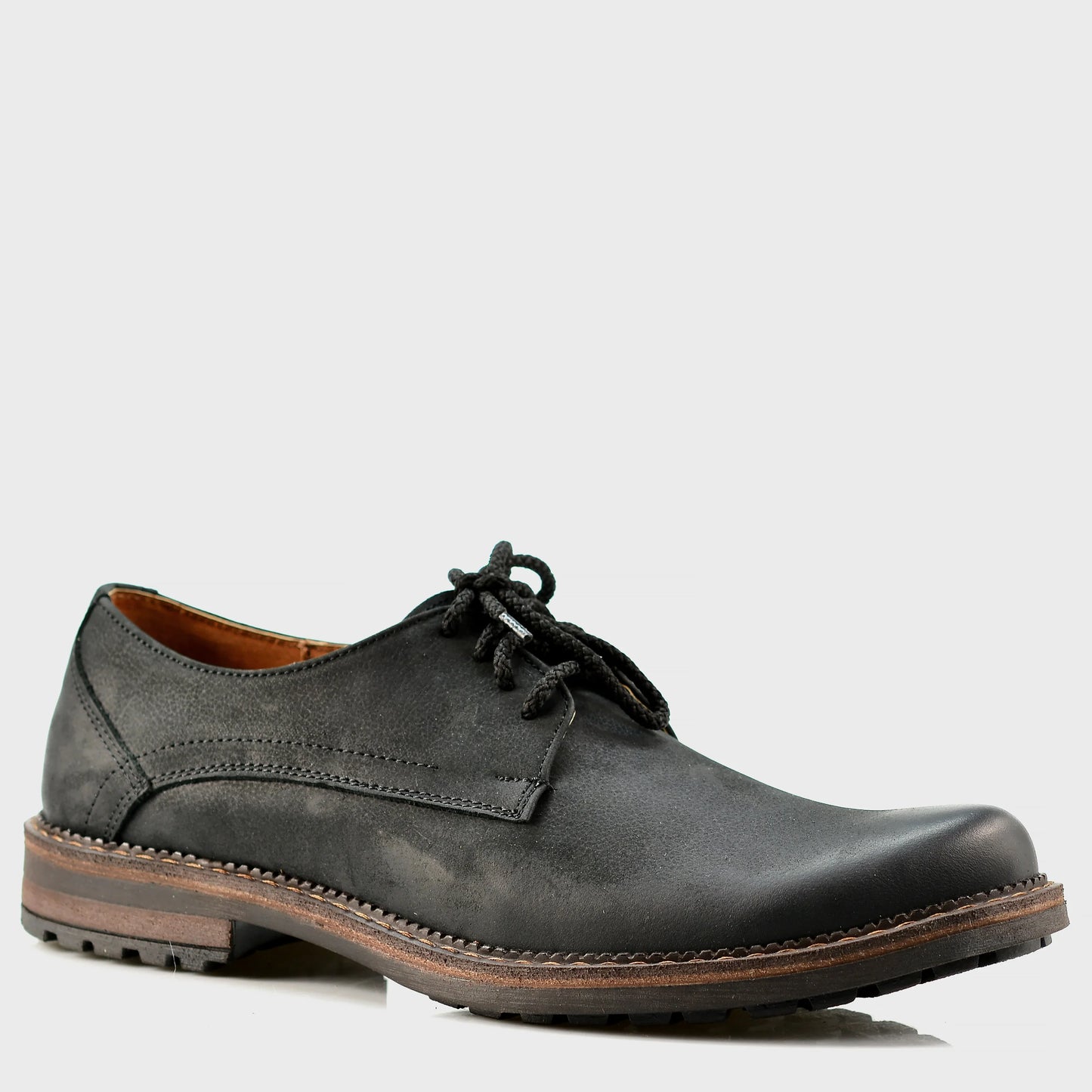 Pánské kožené derby polobotky Aldo – ručně šité černé | KarolShoes