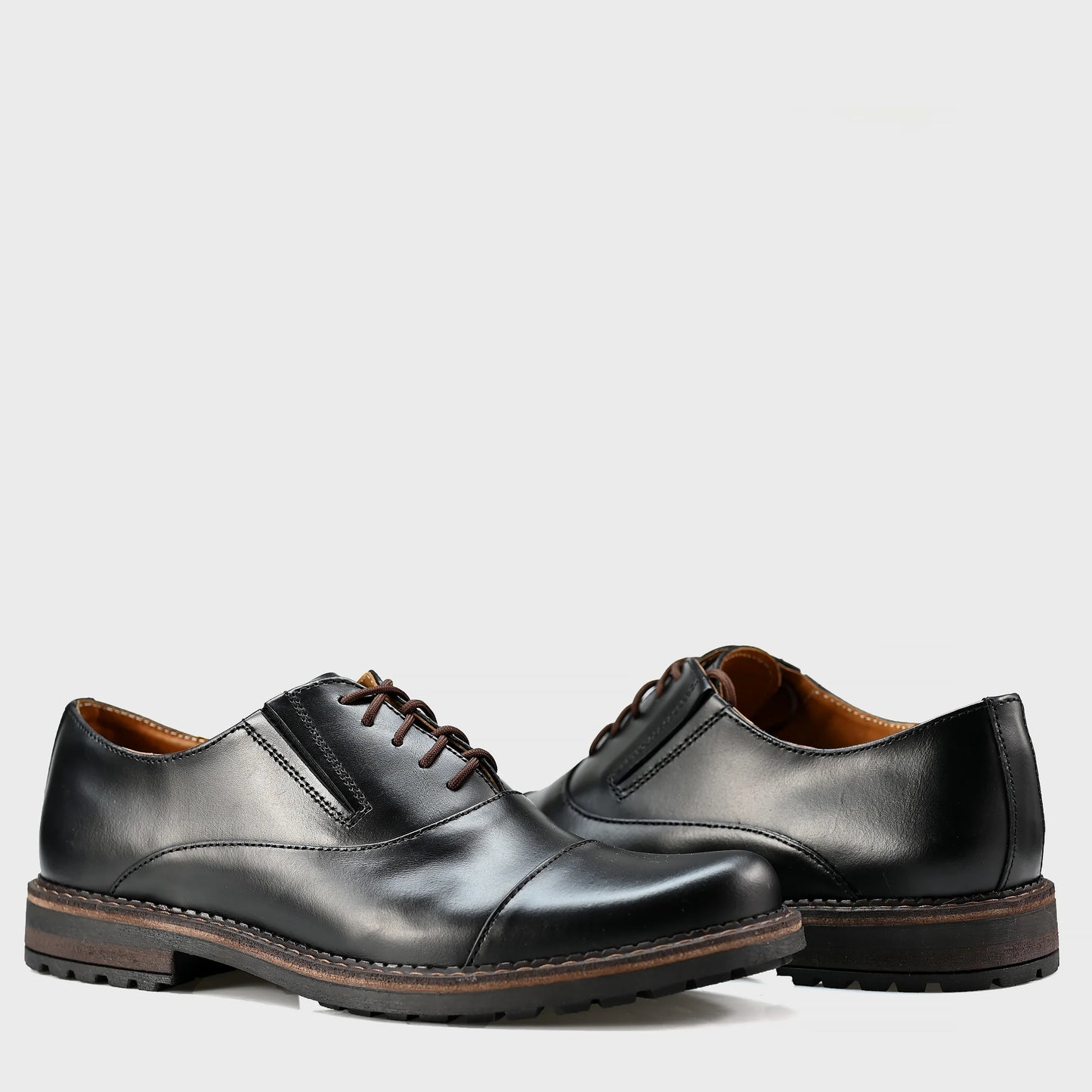 Pánské kožené derby polobotky Enzo – ručně šité černé | KarolShoes