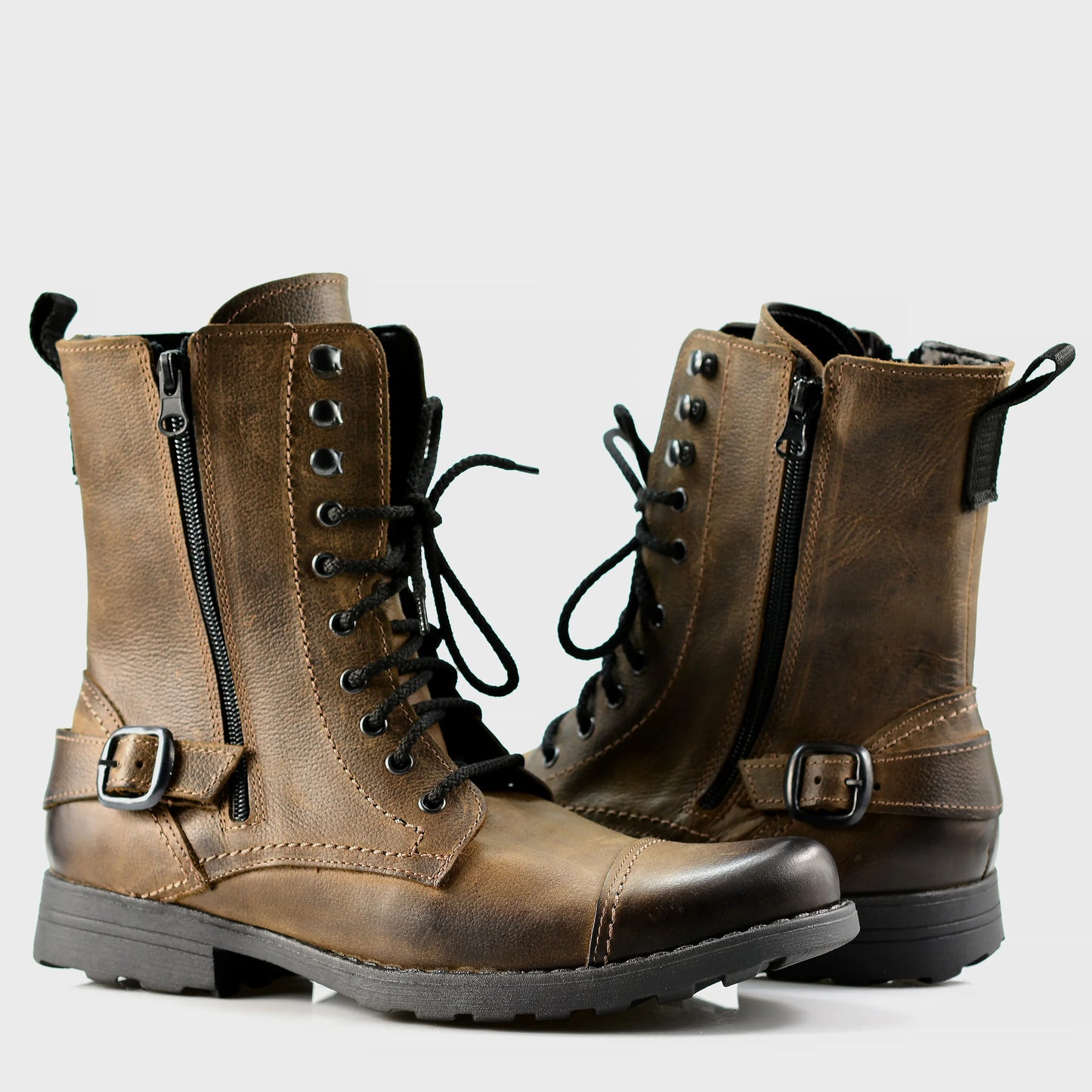 Pánské vysoké kožené boty Noah Hnědé – ručně šité z prémiové kůže | KarolShoes