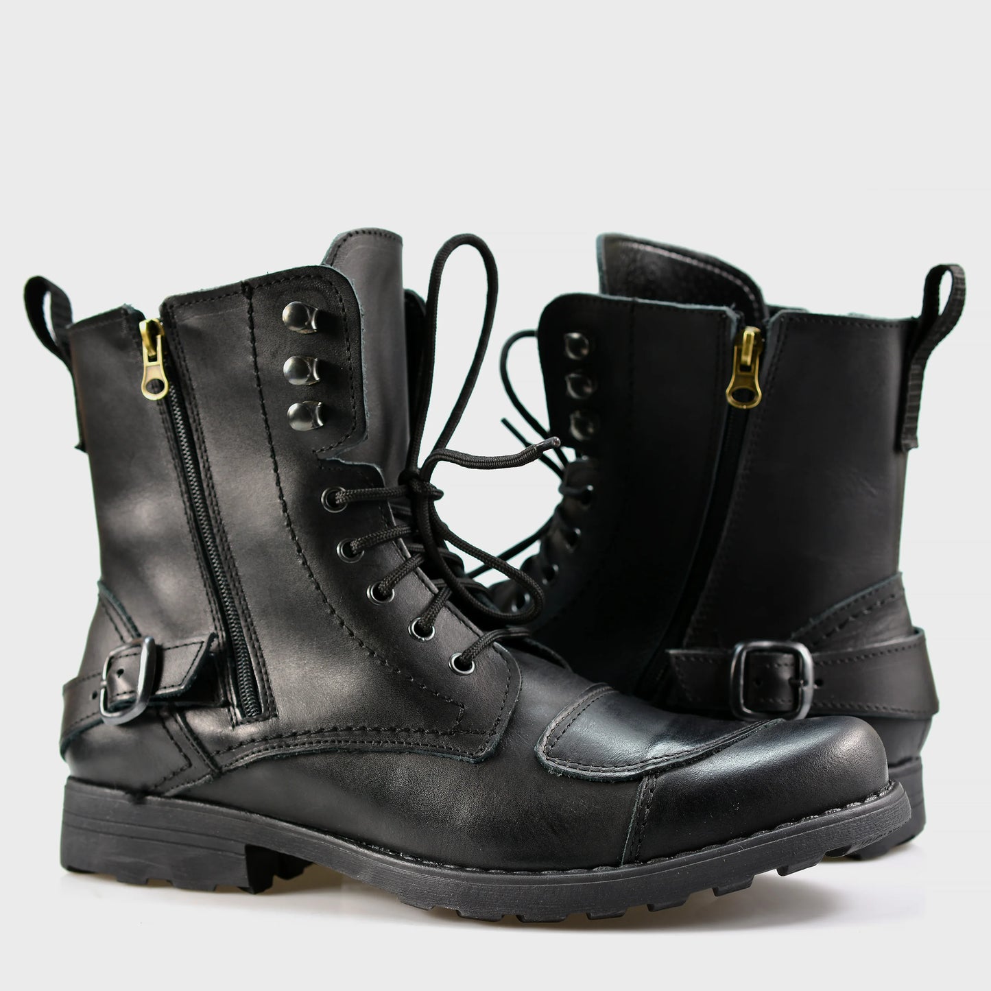 Black Leather Men’s Motorcycle Boots – Ryan | KarolShoes