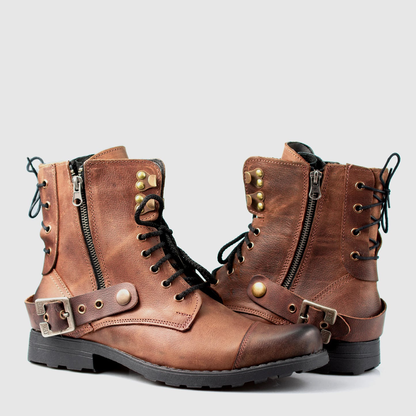 Pánské kožené boty Maron – ručně šité hnědé boty | KarolShoes