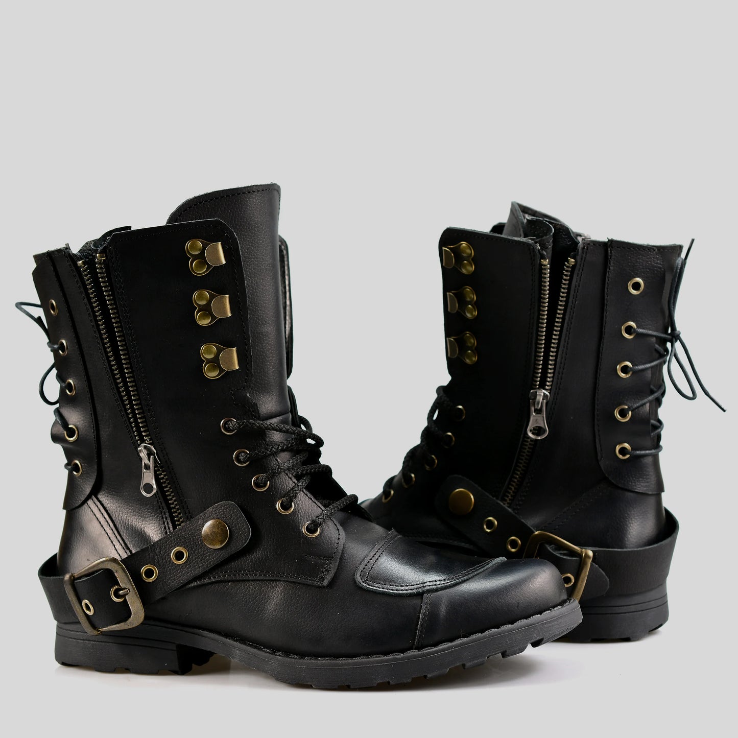 Motocyklové boty All Ride Sonny – ručně šité černé boty z italské kůže | KarolShoes