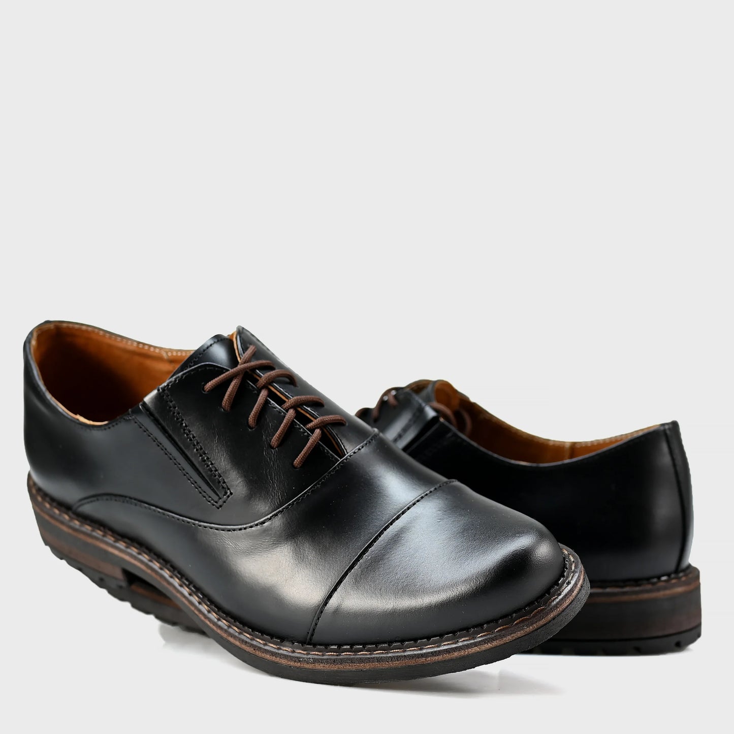 Pánské kožené derby polobotky Enzo – ručně šité černé | KarolShoes