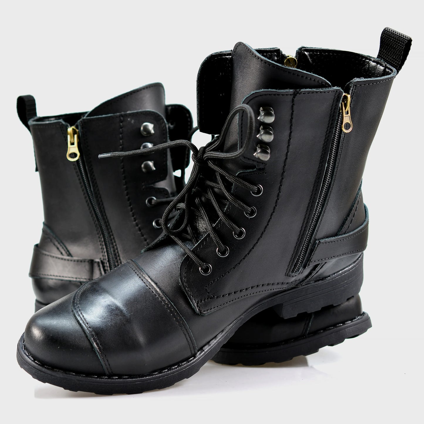 Black Leather Men’s Motorcycle Boots – Ryan | KarolShoes