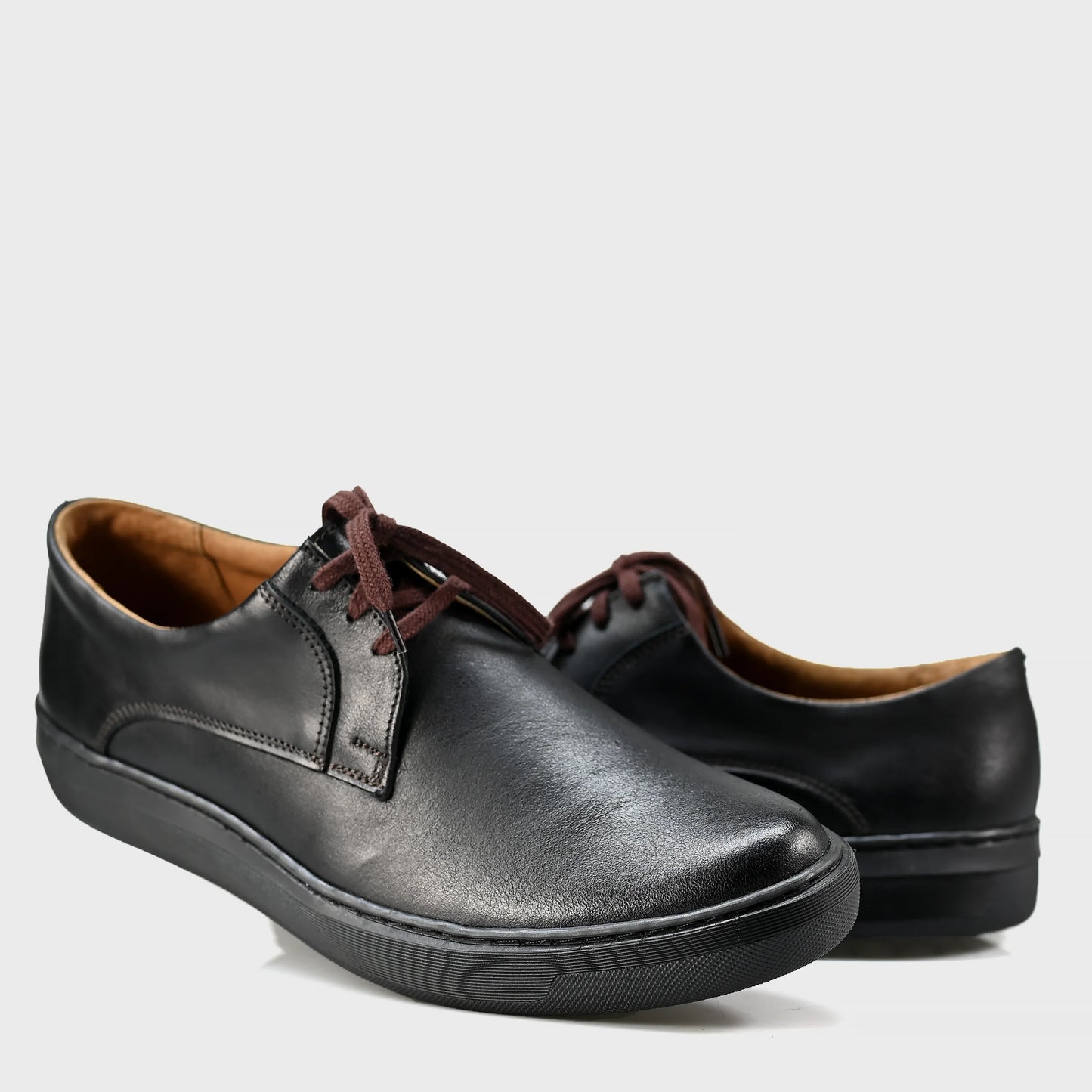 Pánské kožené polobotky Luca – ručně šité černé | KarolShoes