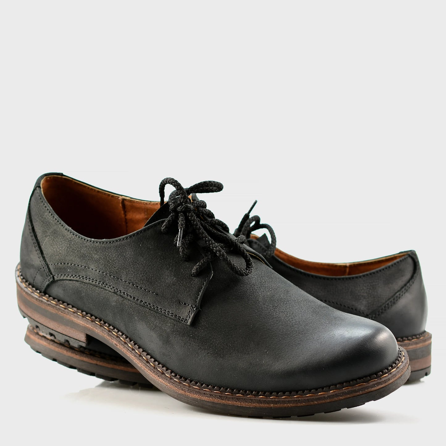 Pánské kožené derby polobotky Aldo – ručně šité černé | KarolShoes