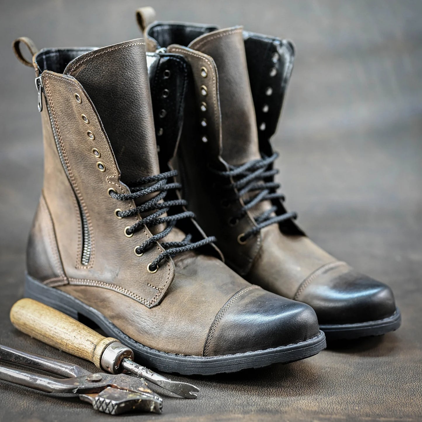 Pánské kožené boty Landon Hnědé – ručně šité vysoké boty z italské kůže | KarolShoes