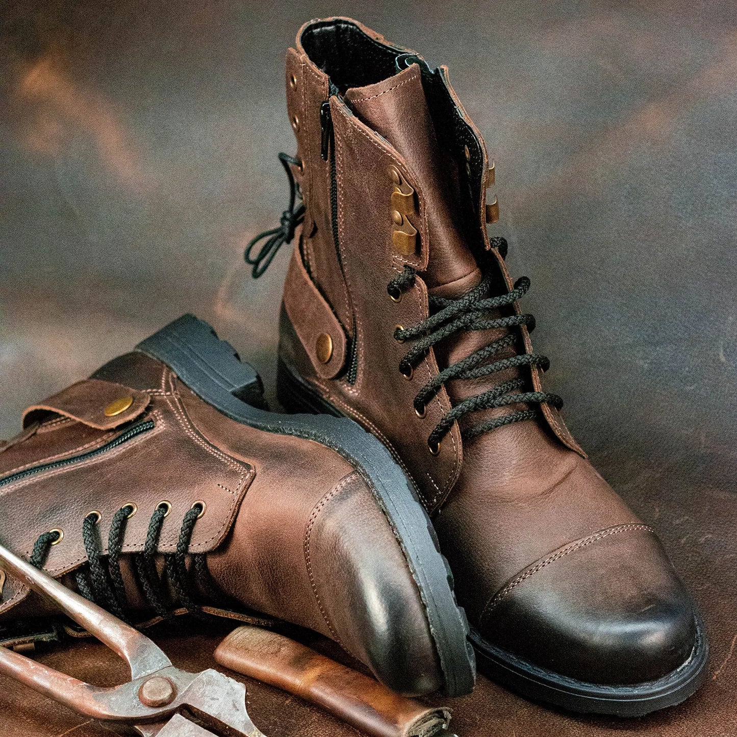Pánské kožené boty Maron – ručně šité hnědé boty | KarolShoes