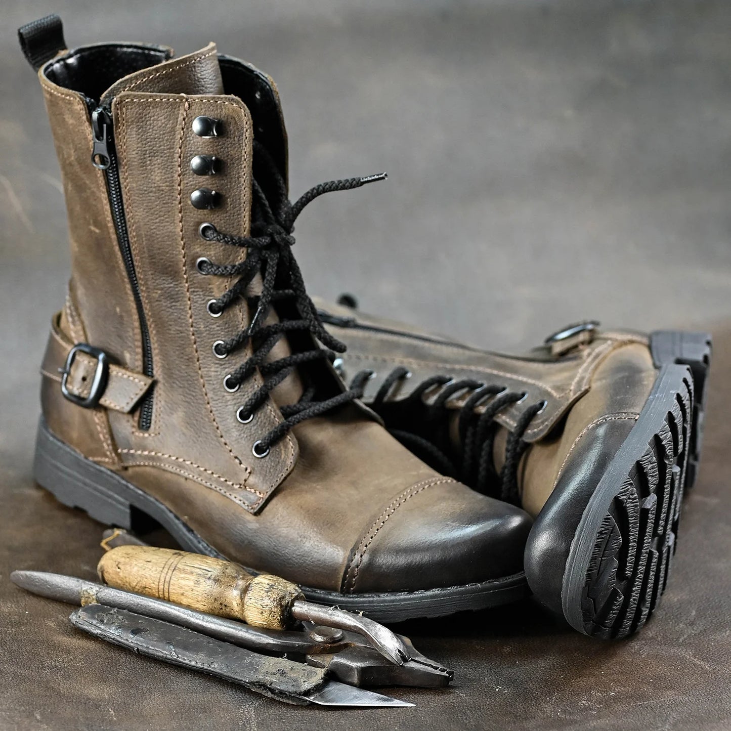 Pánské vysoké kožené boty Noah Hnědé – ručně šité z prémiové kůže | KarolShoes