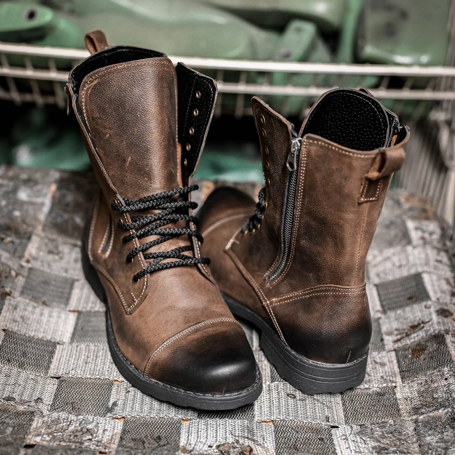 Pánské kožené boty Landon Hnědé – ručně šité vysoké boty z italské kůže | KarolShoes