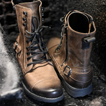 Skórzane męskie wysokie brązowe sztyblety – Noah | Jordan Handmade Shoes – zdjęcie 10