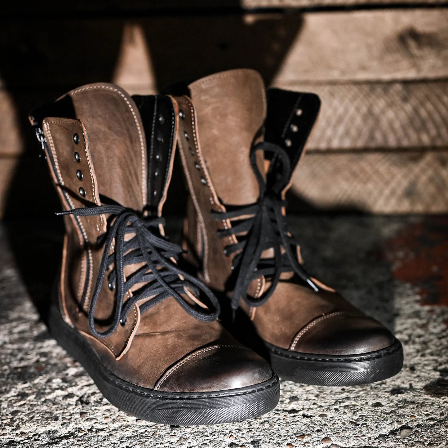 Handmade Brown Leather Men’s Combat Boots – Liam | KarolShoes
