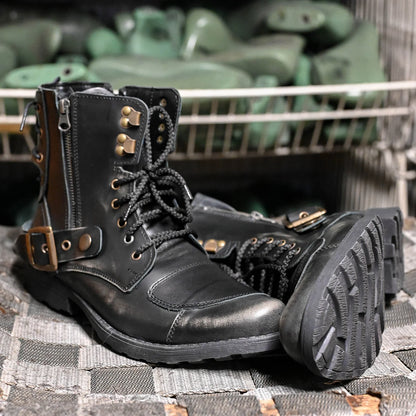 Czarne BS skórzane buty motocyklowe męskie – Chad | Jordan Handmade Shoes – zdjęcie 10