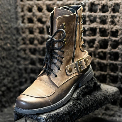 Brązowe skórzane buty motocyklowe męskie – Sonny | Jordan Handmade Shoes – zdjęcie 10