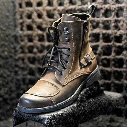 Brązowe skórzane buty motocyklowe męskie – Blake | Jordan Handmade Shoes – zdjęcie 10