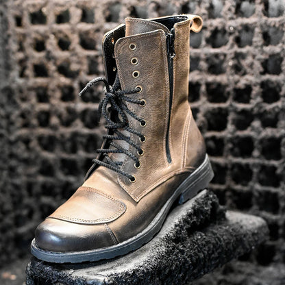 Brązowe skórzane buty motocyklowe męskie – Hunter | Jordan Handmade Shoes – zdjęcie 10