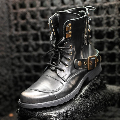 Czarne BS skórzane buty motocyklowe męskie – Chad | Jordan Handmade Shoes – zdjęcie 11
