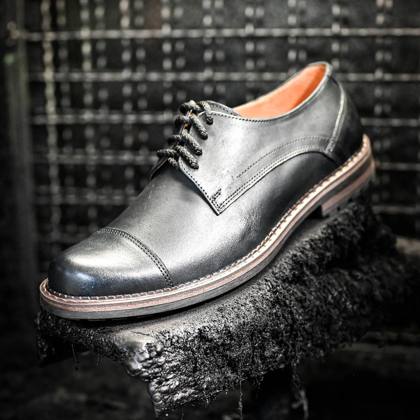 Pánské kožené derby polobotky Dante – ručně šité černé | KarolShoes