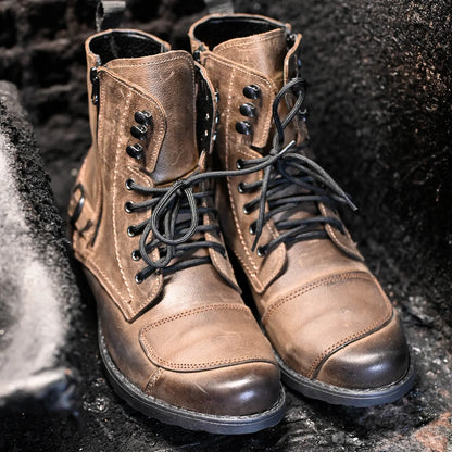 Brązowe skórzane buty motocyklowe męskie – Blake | Jordan Handmade Shoes – zdjęcie 11