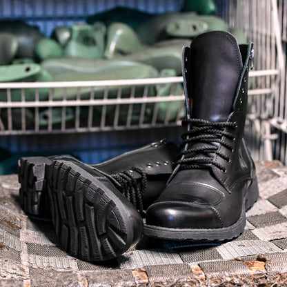 Czarne skórzane buty motocyklowe męskie – Hunter | Jordan Handmade Shoes – zdjęcie 10