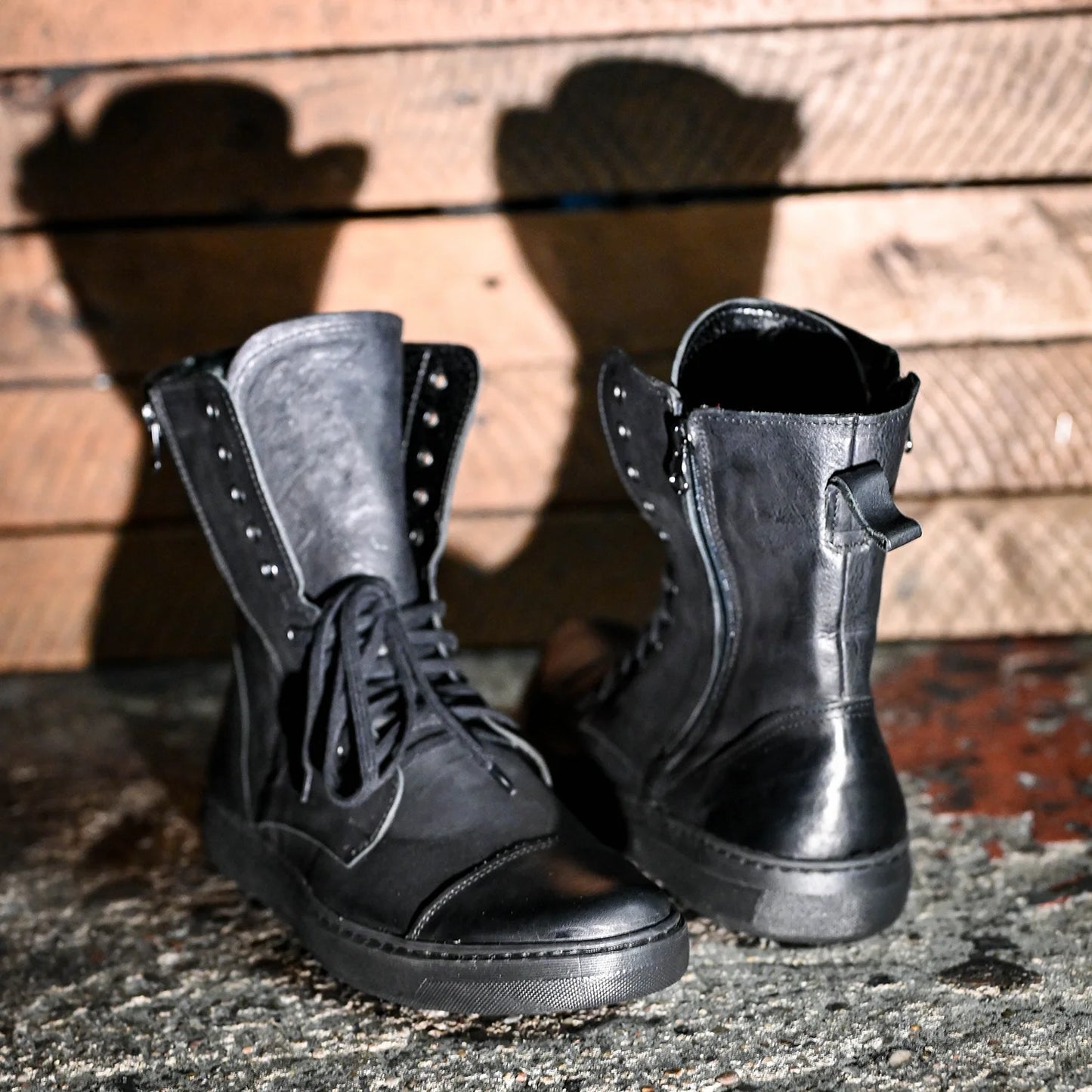 Pánské vysoké kožené boty Liam Černé – ručně šité boty z italské kůže | KarolShoes