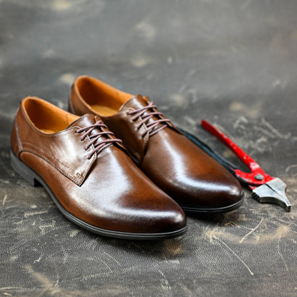 Brązowe skórzane półbuty męskie – Milano | Jordan Handmade Shoes – zdjęcie 6