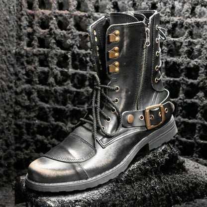 Czarne BS skórzane buty motocyklowe męskie – Sonny | Jordan Handmade Shoes – zdjęcie 10