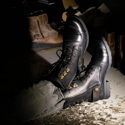 Czarne skórzane buty motocyklowe męskie – Sonny | Jordan Handmade Shoes – zdjęcie 11