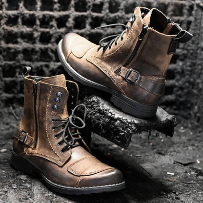 Brązowe skórzane buty motocyklowe męskie – Blake | Jordan Handmade Shoes – zdjęcie 12