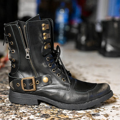 Czarne BS skórzane buty motocyklowe męskie – Sonny | Jordan Handmade Shoes – zdjęcie 11