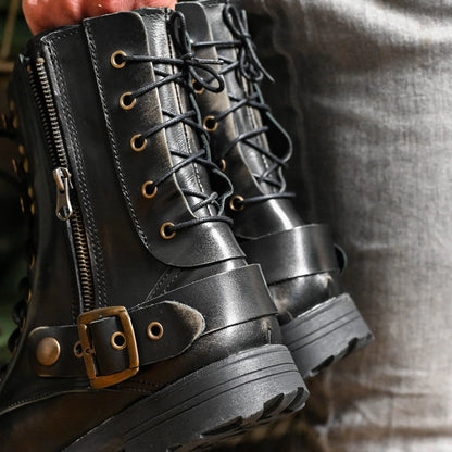 Czarne BS skórzane buty motocyklowe męskie – Sonny | Jordan Handmade Shoes – zdjęcie 12