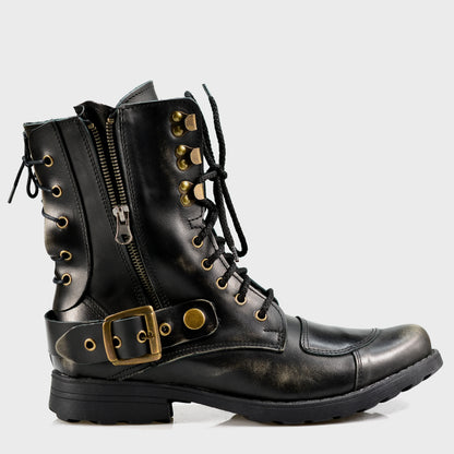 Czarne BS skórzane buty motocyklowe męskie – Sonny | Jordan Handmade Shoes – zdjęcie 1