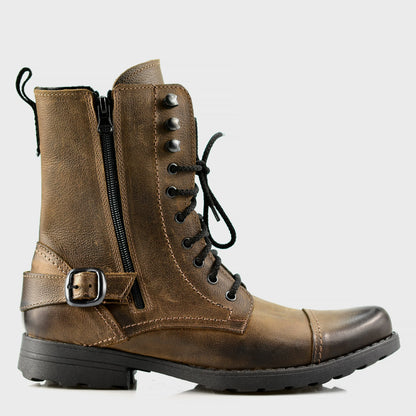 Skórzane męskie wysokie brązowe sztyblety – Noah | Jordan Handmade Shoes – zdjęcie 1