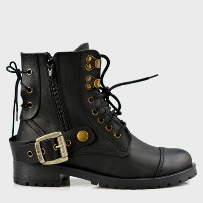 Czarne damskie skórzane botki – Mora | Jordan Handmade Shoes – zdjęcie 1