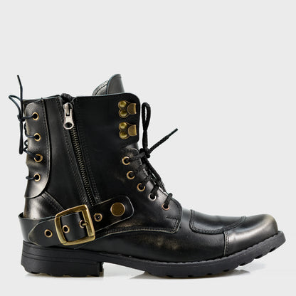 Czarne BS skórzane buty motocyklowe męskie – Chad | Jordan Handmade Shoes – zdjęcie 1