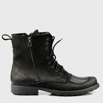 Czarne skórzane buty motocyklowe męskie – Classic | Jordan Handmade Shoes – zdjęcie 1