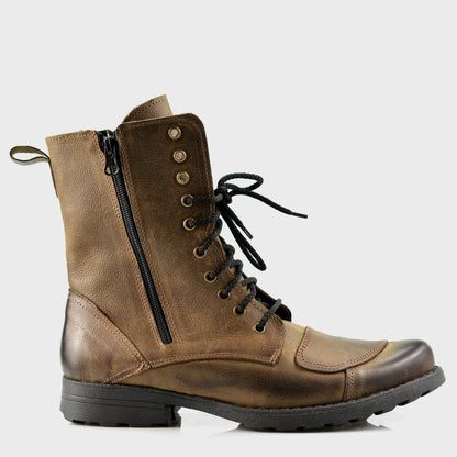 Brązowe skórzane buty motocyklowe męskie – Hunter | Jordan Handmade Shoes – zdjęcie 1