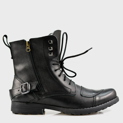 Czarne skórzane buty motocyklowe męskie – Ryan | Jordan Handmade Shoes – zdjęcie 1