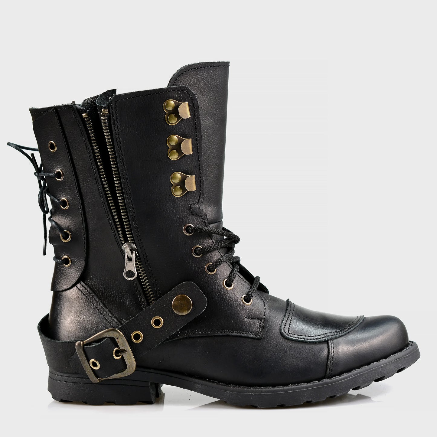 Motocyklové boty All Ride Sonny – ručně šité černé boty z italské kůže | KarolShoes