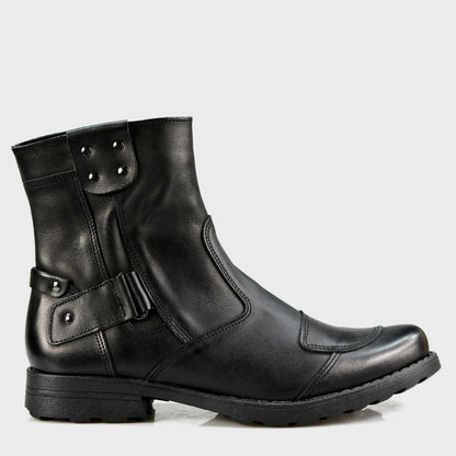 Czarne skórzane buty motocyklowe męskie – Bruce | Jordan Handmade Shoes – zdjęcie 1