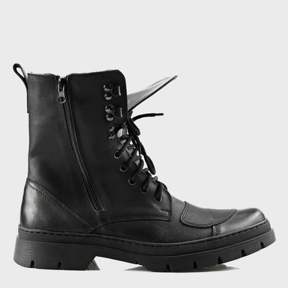 Buty motocyklowe męskie Gregory – czarne trzewiki skórzane | Jordan Handmade Shoes – zdjęcie 1