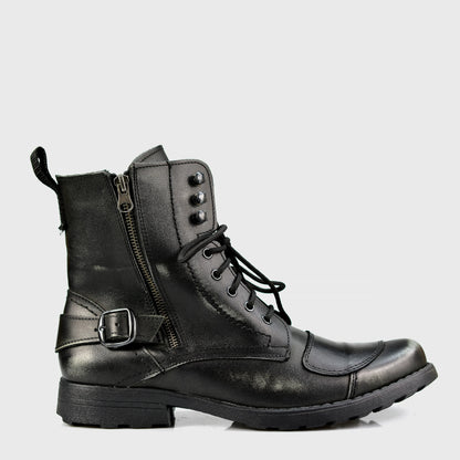 Czarne skórzane buty motocyklowe męskie – Jimy | Jordan Handmade Shoes – zdjęcie 1